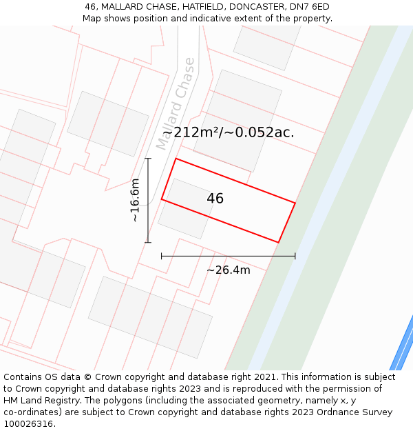 46, MALLARD CHASE, HATFIELD, DONCASTER, DN7 6ED: Plot and title map