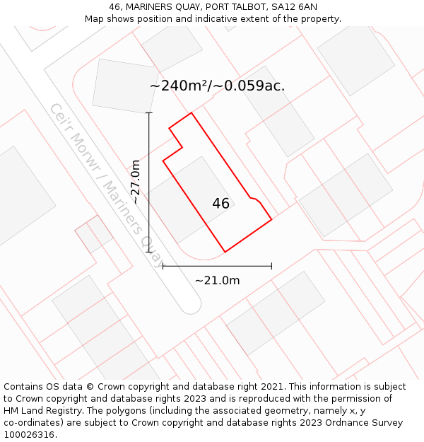 46, MARINERS QUAY, PORT TALBOT, SA12 6AN: Plot and title map