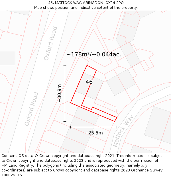 46, MATTOCK WAY, ABINGDON, OX14 2PQ: Plot and title map