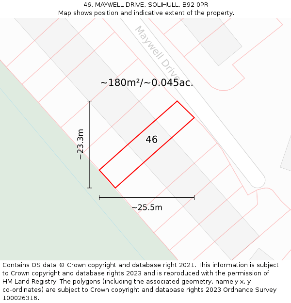 46, MAYWELL DRIVE, SOLIHULL, B92 0PR: Plot and title map