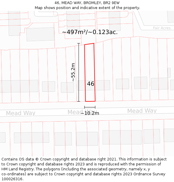 46, MEAD WAY, BROMLEY, BR2 9EW: Plot and title map