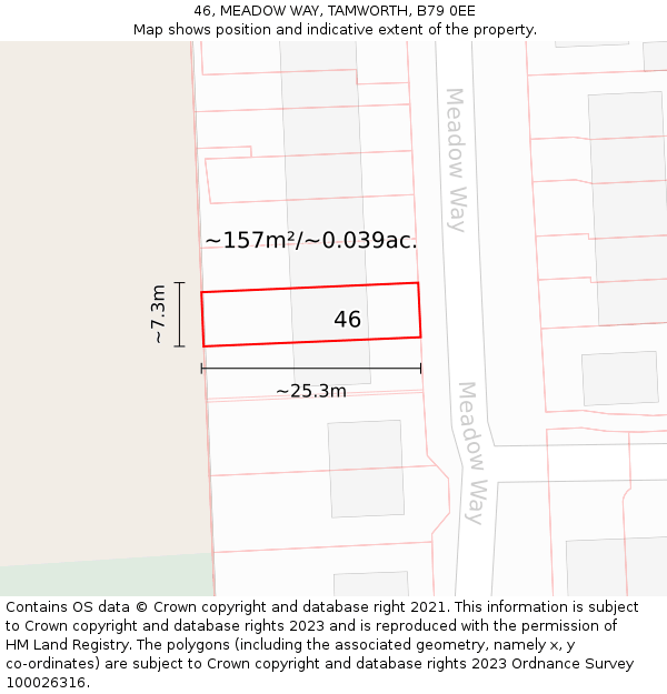 46, MEADOW WAY, TAMWORTH, B79 0EE: Plot and title map