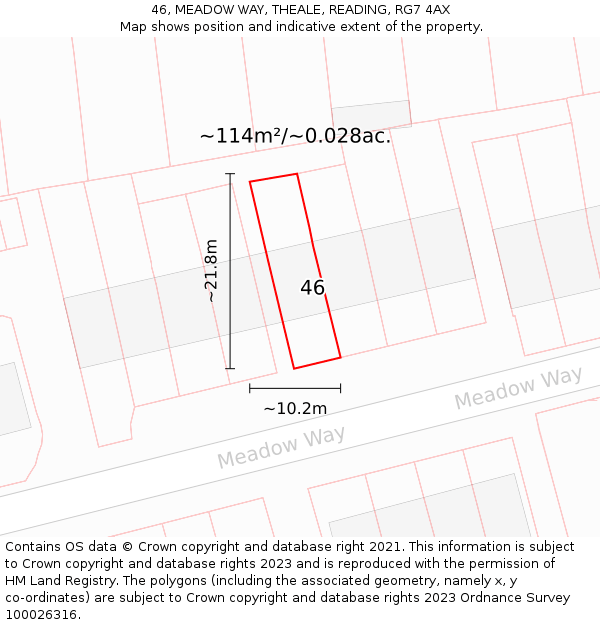 46, MEADOW WAY, THEALE, READING, RG7 4AX: Plot and title map