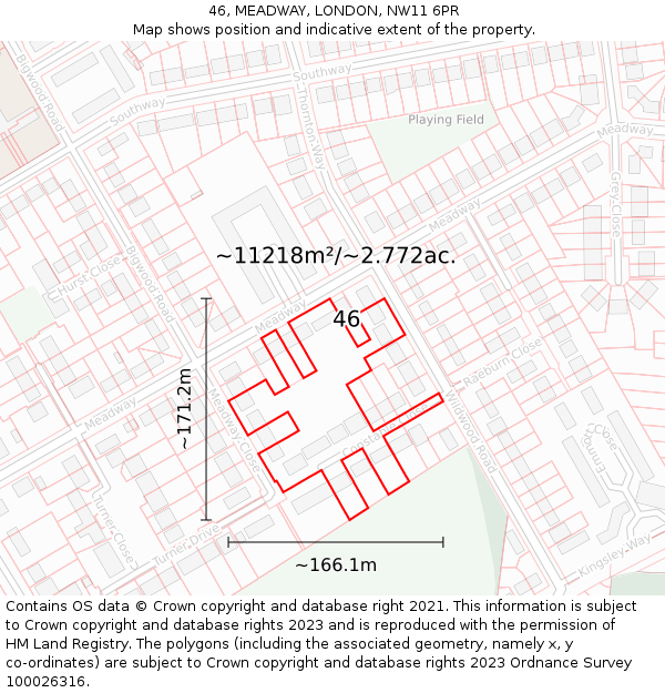 46, MEADWAY, LONDON, NW11 6PR: Plot and title map