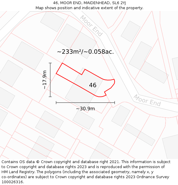 46, MOOR END, MAIDENHEAD, SL6 2YJ: Plot and title map
