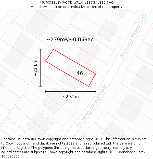 46, MOSELEY WOOD WALK, LEEDS, LS16 7HG: Plot and title map