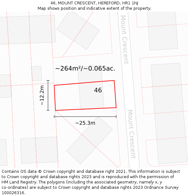 46, MOUNT CRESCENT, HEREFORD, HR1 1NJ: Plot and title map