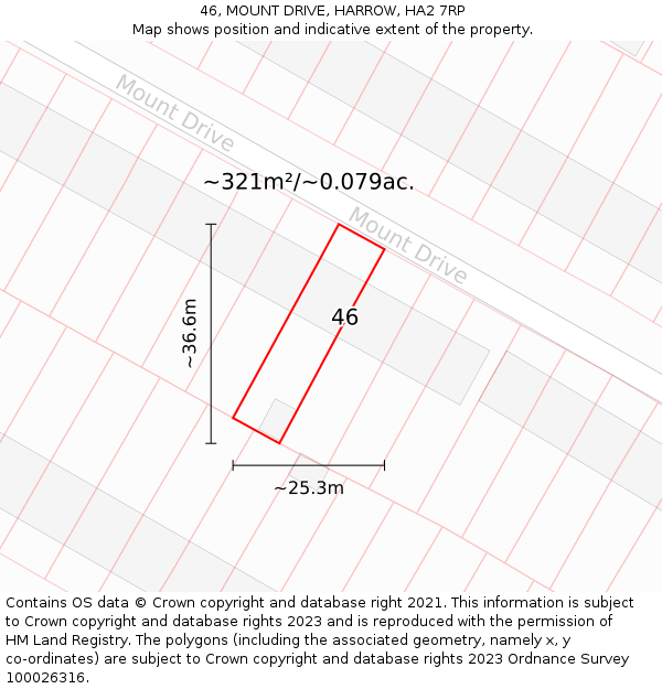 46, MOUNT DRIVE, HARROW, HA2 7RP: Plot and title map