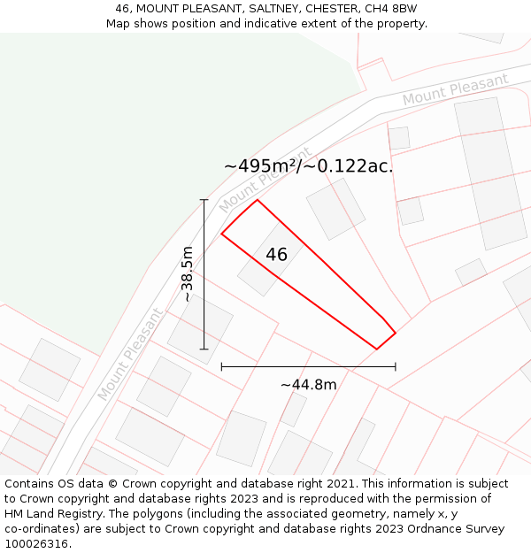 46, MOUNT PLEASANT, SALTNEY, CHESTER, CH4 8BW: Plot and title map