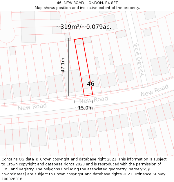 46, NEW ROAD, LONDON, E4 8ET: Plot and title map