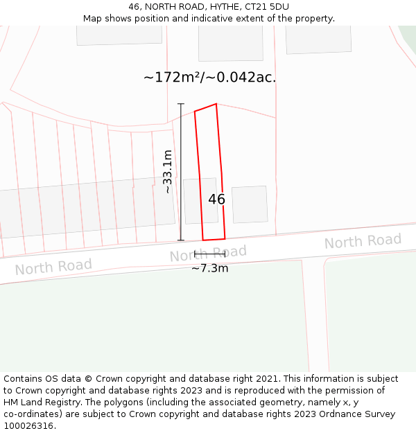 46, NORTH ROAD, HYTHE, CT21 5DU: Plot and title map
