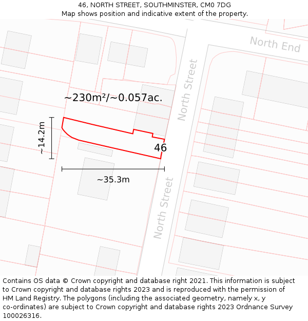 46, NORTH STREET, SOUTHMINSTER, CM0 7DG: Plot and title map