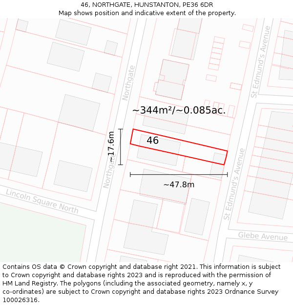 46, NORTHGATE, HUNSTANTON, PE36 6DR: Plot and title map