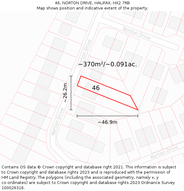 46, NORTON DRIVE, HALIFAX, HX2 7RB: Plot and title map