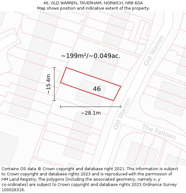 46, OLD WARREN, TAVERHAM, NORWICH, NR8 6GA: Plot and title map