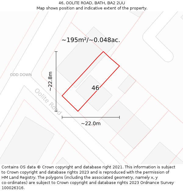 46, OOLITE ROAD, BATH, BA2 2UU: Plot and title map