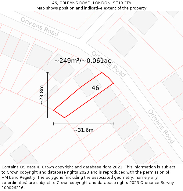 46, ORLEANS ROAD, LONDON, SE19 3TA: Plot and title map