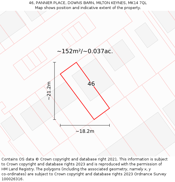 46, PANNIER PLACE, DOWNS BARN, MILTON KEYNES, MK14 7QL: Plot and title map