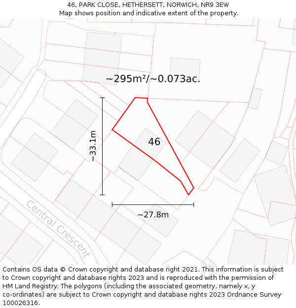 46, PARK CLOSE, HETHERSETT, NORWICH, NR9 3EW: Plot and title map