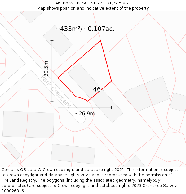 46, PARK CRESCENT, ASCOT, SL5 0AZ: Plot and title map