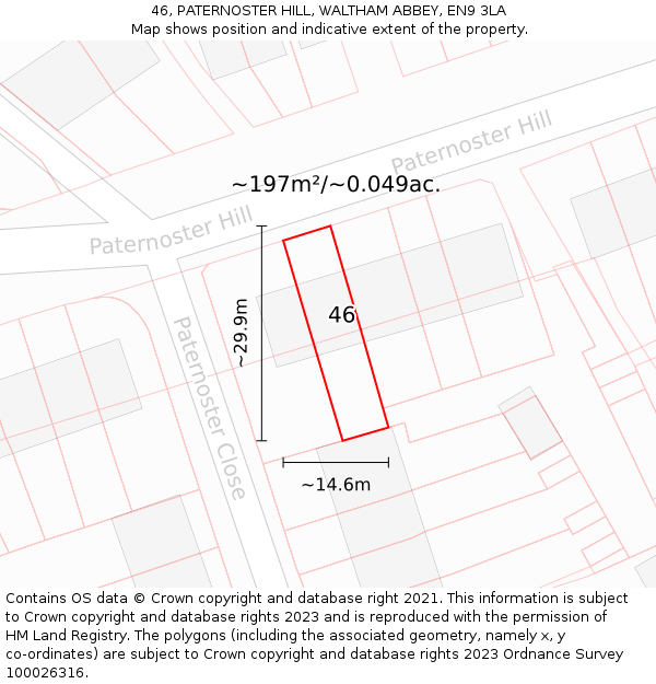 46, PATERNOSTER HILL, WALTHAM ABBEY, EN9 3LA: Plot and title map