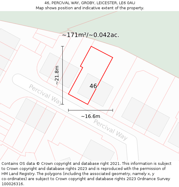 46, PERCIVAL WAY, GROBY, LEICESTER, LE6 0AU: Plot and title map