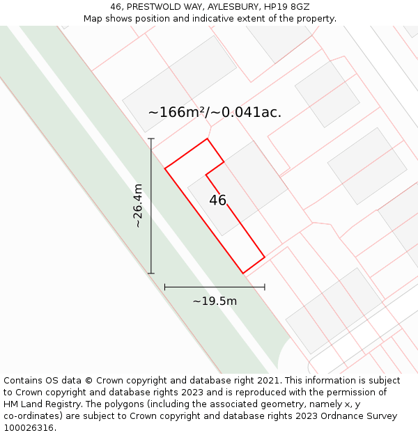 46, PRESTWOLD WAY, AYLESBURY, HP19 8GZ: Plot and title map
