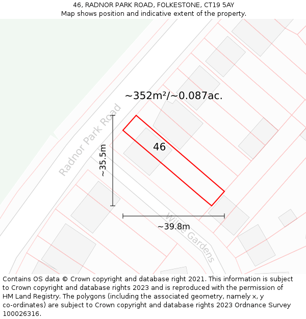 46, RADNOR PARK ROAD, FOLKESTONE, CT19 5AY: Plot and title map