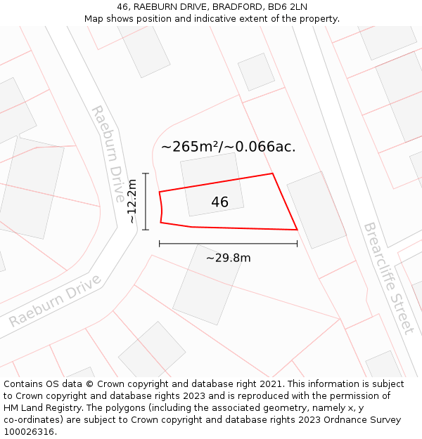 46, RAEBURN DRIVE, BRADFORD, BD6 2LN: Plot and title map