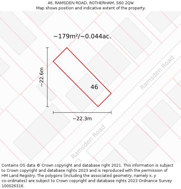 46, RAMSDEN ROAD, ROTHERHAM, S60 2QW: Plot and title map