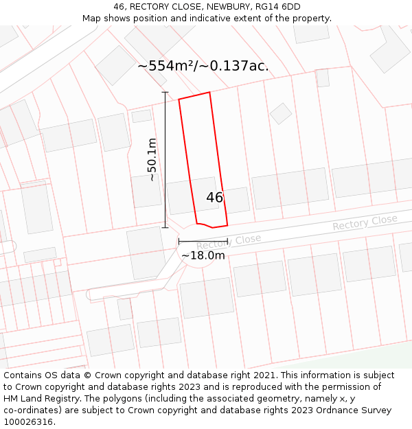 46, RECTORY CLOSE, NEWBURY, RG14 6DD: Plot and title map
