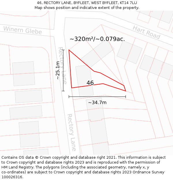 46, RECTORY LANE, BYFLEET, WEST BYFLEET, KT14 7LU: Plot and title map