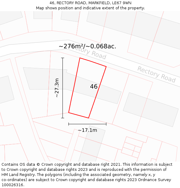 46, RECTORY ROAD, MARKFIELD, LE67 9WN: Plot and title map