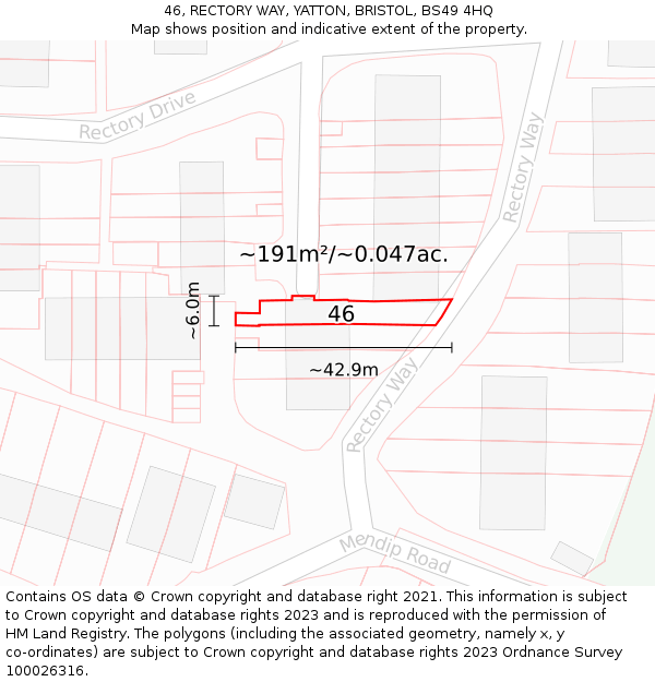 46, RECTORY WAY, YATTON, BRISTOL, BS49 4HQ: Plot and title map
