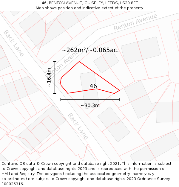 46, RENTON AVENUE, GUISELEY, LEEDS, LS20 8EE: Plot and title map