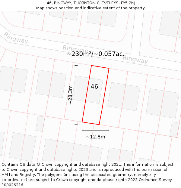 46, RINGWAY, THORNTON-CLEVELEYS, FY5 2NJ: Plot and title map