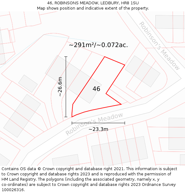 46, ROBINSONS MEADOW, LEDBURY, HR8 1SU: Plot and title map