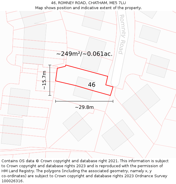 46, ROMNEY ROAD, CHATHAM, ME5 7LU: Plot and title map