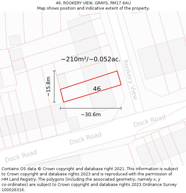 46, ROOKERY VIEW, GRAYS, RM17 6AU: Plot and title map