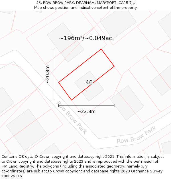 46, ROW BROW PARK, DEARHAM, MARYPORT, CA15 7JU: Plot and title map
