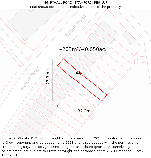 46, RYHALL ROAD, STAMFORD, PE9 1UF: Plot and title map