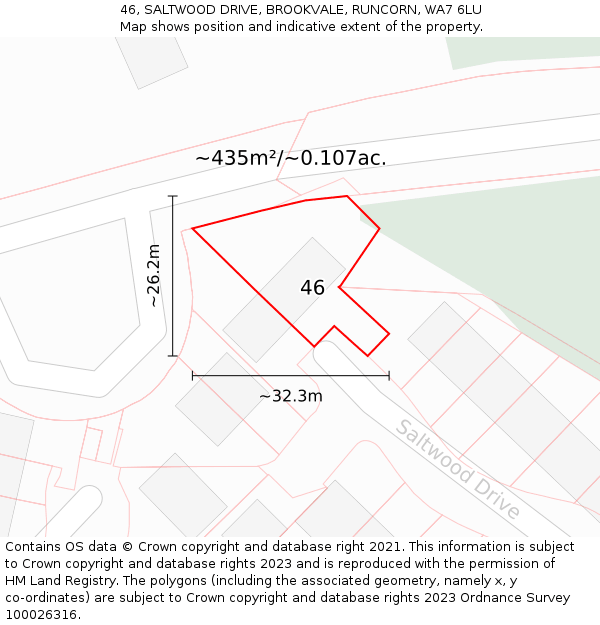 46, SALTWOOD DRIVE, BROOKVALE, RUNCORN, WA7 6LU: Plot and title map