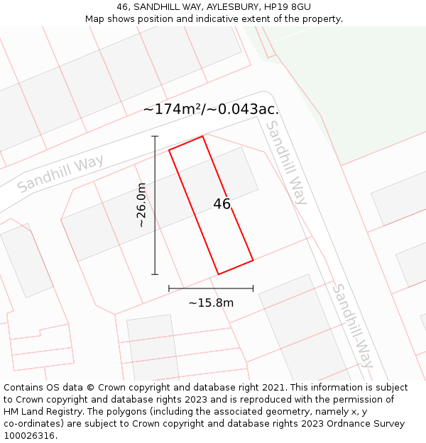 46, SANDHILL WAY, AYLESBURY, HP19 8GU: Plot and title map