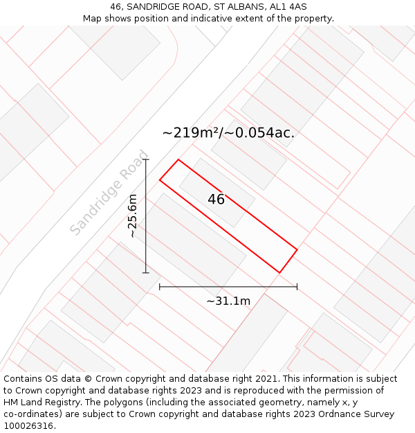 46, SANDRIDGE ROAD, ST ALBANS, AL1 4AS: Plot and title map