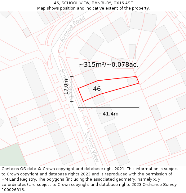 46, SCHOOL VIEW, BANBURY, OX16 4SE: Plot and title map