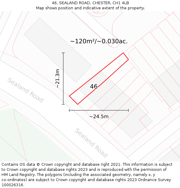 46, SEALAND ROAD, CHESTER, CH1 4LB: Plot and title map