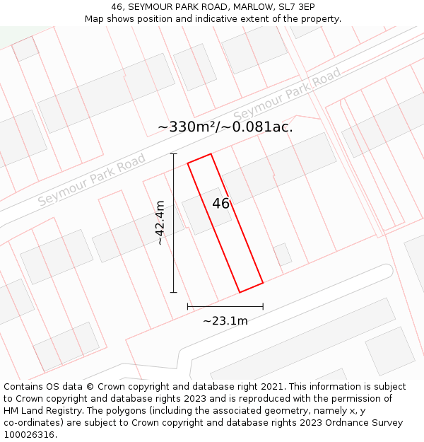 46, SEYMOUR PARK ROAD, MARLOW, SL7 3EP: Plot and title map