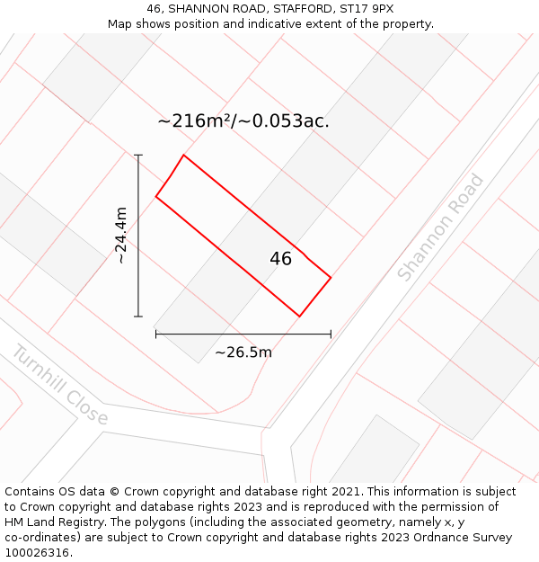 46, SHANNON ROAD, STAFFORD, ST17 9PX: Plot and title map