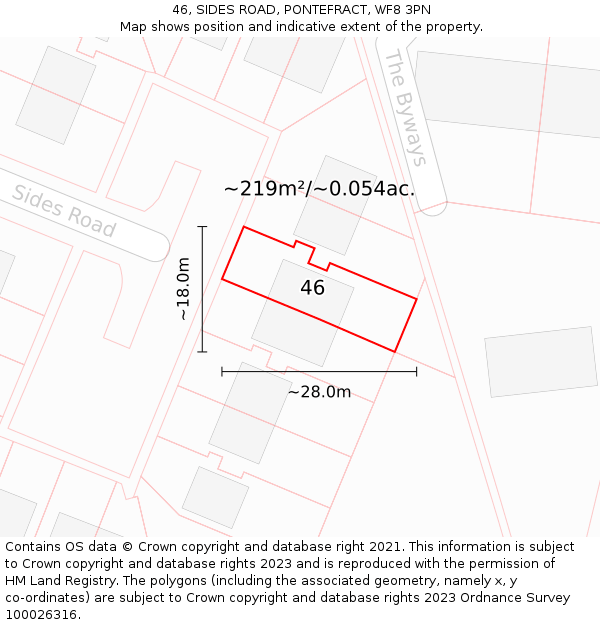 46, SIDES ROAD, PONTEFRACT, WF8 3PN: Plot and title map