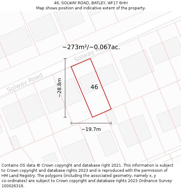 46, SOLWAY ROAD, BATLEY, WF17 6HH: Plot and title map